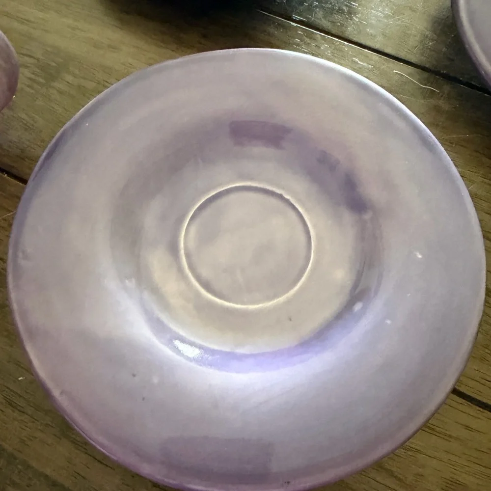Pottery Barn Sausalito Plum Mug & Saucer Set of 3 Purple 16 oz Made in Mexico